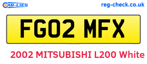 FG02MFX are the vehicle registration plates.