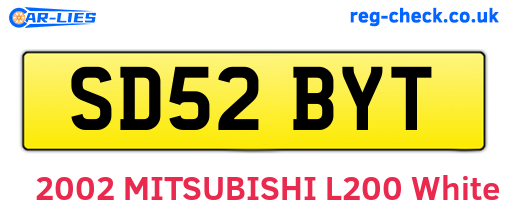 SD52BYT are the vehicle registration plates.
