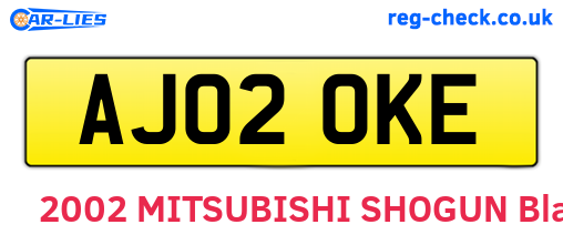 AJ02OKE are the vehicle registration plates.