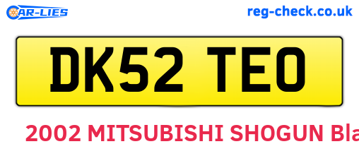 DK52TEO are the vehicle registration plates.
