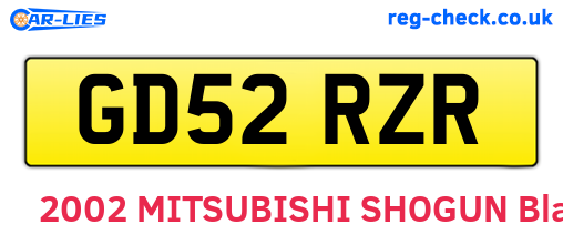 GD52RZR are the vehicle registration plates.