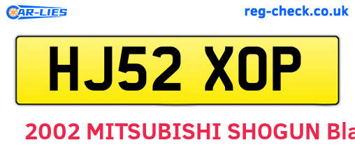 HJ52XOP are the vehicle registration plates.