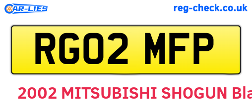 RG02MFP are the vehicle registration plates.
