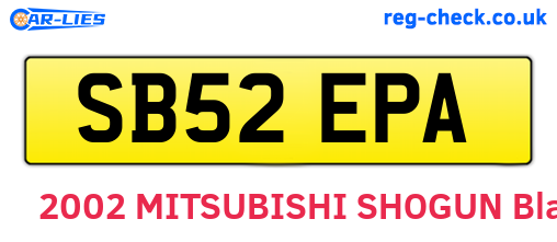 SB52EPA are the vehicle registration plates.