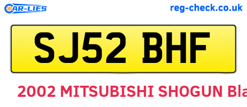 SJ52BHF are the vehicle registration plates.