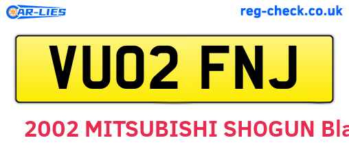 VU02FNJ are the vehicle registration plates.