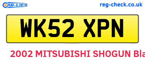WK52XPN are the vehicle registration plates.