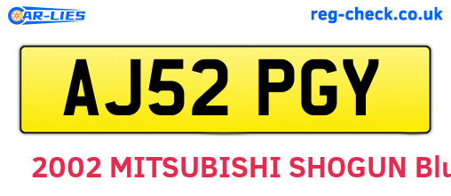AJ52PGY are the vehicle registration plates.