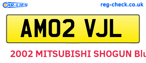 AM02VJL are the vehicle registration plates.