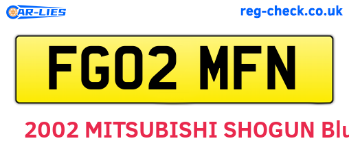 FG02MFN are the vehicle registration plates.