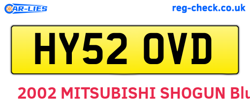 HY52OVD are the vehicle registration plates.