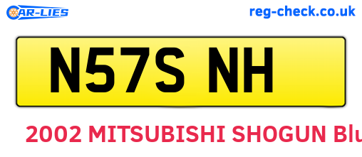 N57SNH are the vehicle registration plates.