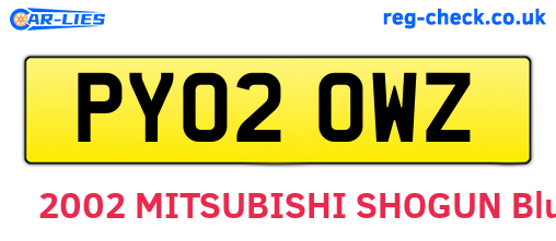PY02OWZ are the vehicle registration plates.