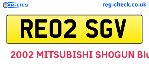 RE02SGV are the vehicle registration plates.