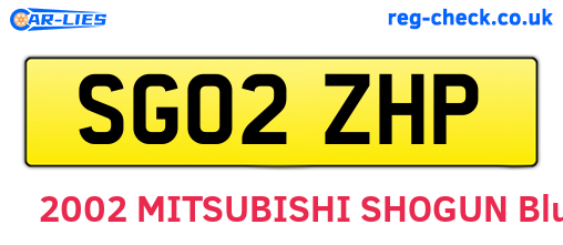 SG02ZHP are the vehicle registration plates.