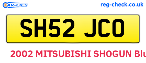 SH52JCO are the vehicle registration plates.