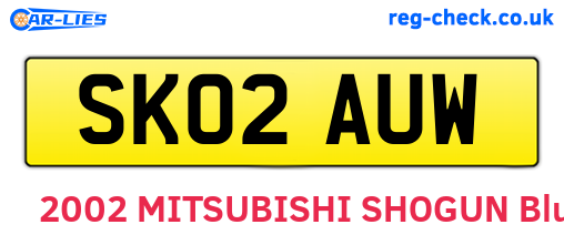SK02AUW are the vehicle registration plates.