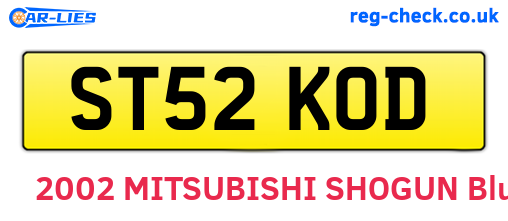 ST52KOD are the vehicle registration plates.