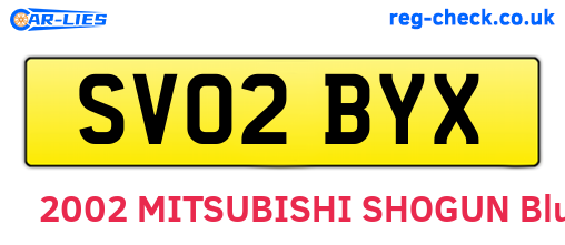 SV02BYX are the vehicle registration plates.