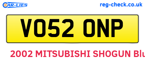 VO52ONP are the vehicle registration plates.