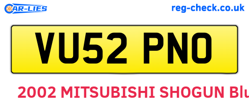 VU52PNO are the vehicle registration plates.