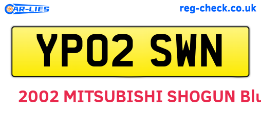 YP02SWN are the vehicle registration plates.