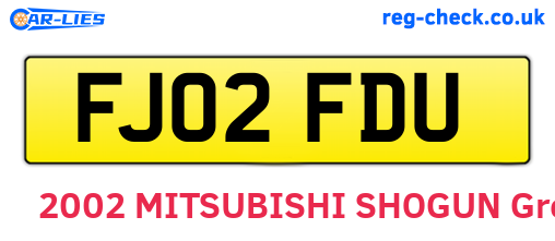 FJ02FDU are the vehicle registration plates.