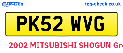 PK52WVG are the vehicle registration plates.