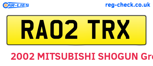 RA02TRX are the vehicle registration plates.