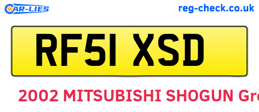 RF51XSD are the vehicle registration plates.