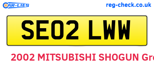SE02LWW are the vehicle registration plates.