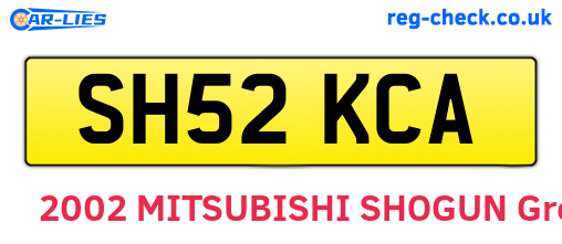 SH52KCA are the vehicle registration plates.