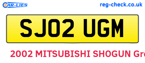 SJ02UGM are the vehicle registration plates.