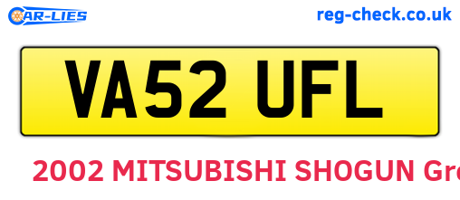 VA52UFL are the vehicle registration plates.