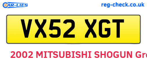 VX52XGT are the vehicle registration plates.