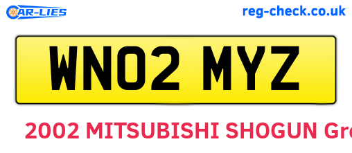 WN02MYZ are the vehicle registration plates.