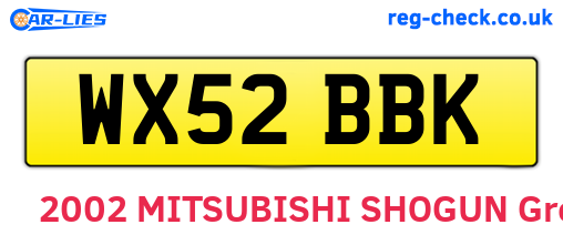 WX52BBK are the vehicle registration plates.