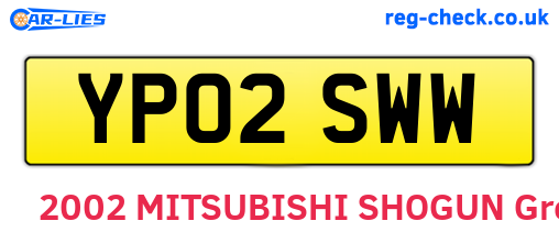 YP02SWW are the vehicle registration plates.