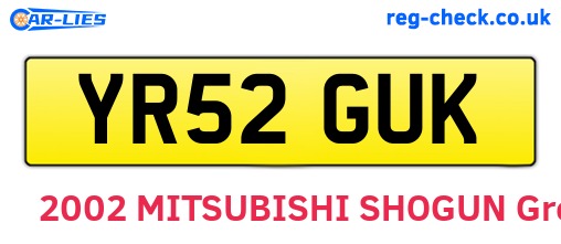 YR52GUK are the vehicle registration plates.