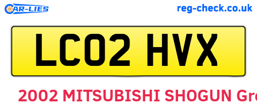 LC02HVX are the vehicle registration plates.
