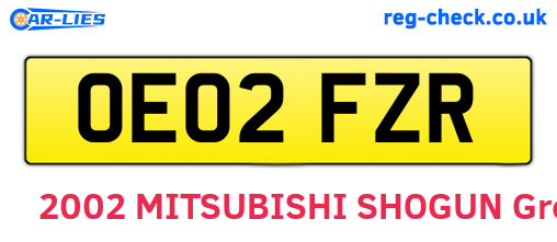 OE02FZR are the vehicle registration plates.