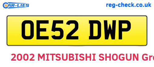 OE52DWP are the vehicle registration plates.