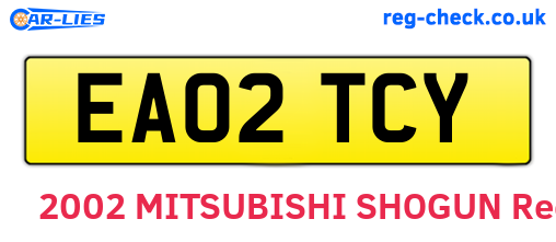 EA02TCY are the vehicle registration plates.