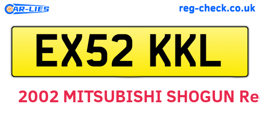 EX52KKL are the vehicle registration plates.