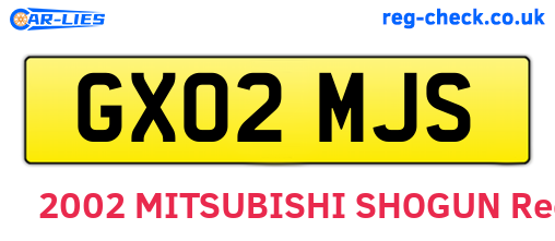 GX02MJS are the vehicle registration plates.