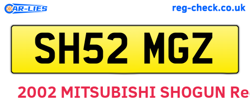 SH52MGZ are the vehicle registration plates.