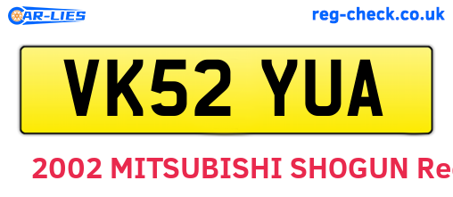 VK52YUA are the vehicle registration plates.