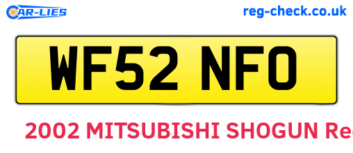 WF52NFO are the vehicle registration plates.