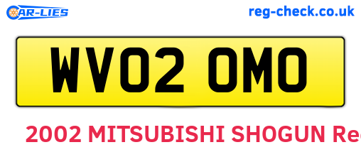 WV02OMO are the vehicle registration plates.