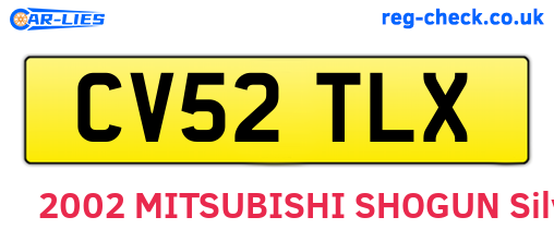 CV52TLX are the vehicle registration plates.